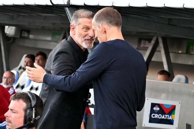 RIJEKA, CROATIA - OCTOBER 03: Slaven Bilic head coach of Croatia and Thomas Tuchel head coach of England before the UEFA Nations League, League A Group A3, match between Croatia and England at Stadion Rujevica, Rijeka on October 03, 2026 in Rijeka, Croatia. (Photo by Igor Kupljenik Sports Press Photo). Copyright: xIgorxKupljenikx xSPPx Sportspressphoto_SPR244519