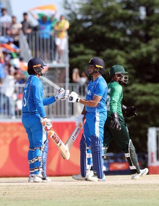 IND vs PAK, Asian Games 2026 men s cricket final Aichi Japan , Oct 03 (ANI): India s Vaibhav Sooryavanshi and Abhishek Sharma share a stand of 28 runs for the first wicket against Pakistan in the Asian Games men s cricket final at the Korogi Sports Park in Nisshin, Aichi, on Saturday. Aichi Japan Copyright: xANIx ANI_20261003220