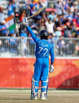 IND vs PAK, Asian Games 2026 Men s Cricket Final Aichi Japan , Oct 03 (ANI): India s Tilak Varma celebrates his half-century against Pakistan in the Asian Games men s cricket final at the Korogi Sports Park in Nisshin, Aichi, on Saturday. Aichi Japan Copyright: xANIx ANI_20261003231