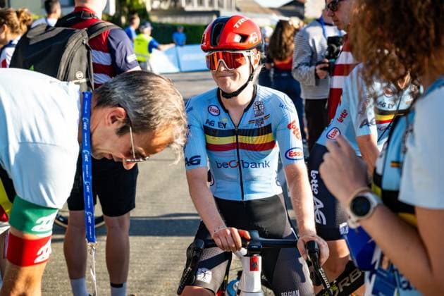 Belgium s Margot Vanpachtenbeke is pictured after the elite women Road Race race (130 km) at the cycling UEC Road European Championships, in Ljubljana, Slovenia Saturday 3 October 2026. The UEC Road European Championships are taking place from 02 to 07 October in Ljubljana, Slovenia. DAVIDxPINTENS x188627286x