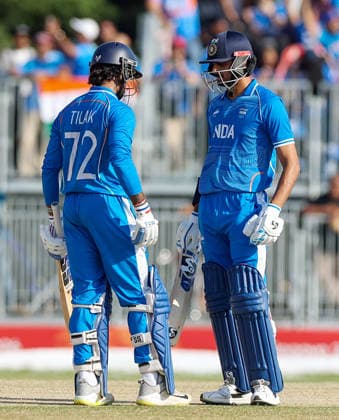 IND vs PAK, Asian Games 2026 Men s Cricket Final Aichi Japan , Oct 03 (ANI): India s Tilak Varma and Axar Patel during the match between India and Pakistan in the Asian Games men s cricket final at the Korogi Sports Park in Nisshin, Aichi, on Saturday. Aichi Japan Copyright: xANIx ANI_20261003235