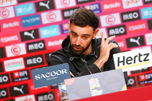Porto, Portugal, October 3: Bruno Fernandes of Portugal during the press conference ahead of the UEFA Nations League 2026–27 League Phase Matchday 4 match between Portugal and Norway at Estádio do Dragão in Porto, Portugal Copyright: HMBxMedia JoaquimxFerreira