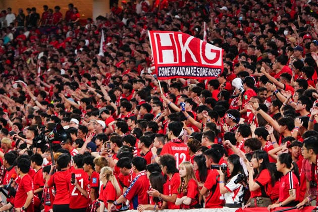 HONG KONG-SPORTS ASEAN-CUP Hong Kong, China supporters cheer for their team during the FIFA ASEAN Challenge Cup final against Cambodia at Kai Tak Stadium in Hong Kong on October 3, 2026. (Photo by Zulu Lo TMHK via Nexpher Images) Hong Kong