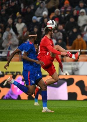 Russia Soccer Friendly Russia - Namibia 9256890 03.10.2026 Russia s Lechi Sadulayev struggles for a ball during the friendly soccer match between Russia and Namibia at Yekaterinburg Arena in Yekaterinburg, Russia. Grigory Sysoev Sputnik Yekaterinburg Sverdlovsk Oblast Region Russia  Copyright: xGrigoryxSysoevx