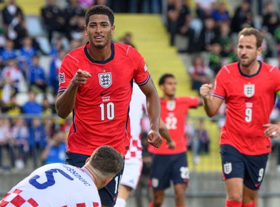 03 October 2026 - Croatia v England - UEFA Nations League - Stadion HNK - Rijeka - Croatia. Croatia v England - UEFA Nations League - Stadion HNK - Rijeka - Croatia. England s Jude Bellingham celebrates his goal. Picture : Mark Pain RIJEKA CROATIA  Copyright: xMarkxPainx
