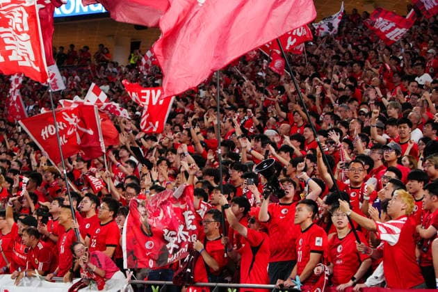 HONG KONG-SPORTS ASEAN-CUP Hong Kong, China supporters cheer for their team during the FIFA ASEAN Challenge Cup final against Cambodia at Kai Tak Stadium in Hong Kong on October 3, 2026. (Photo by Zulu Lo TMHK via Nexpher Images) Hong Kong