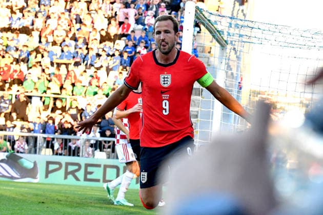 RIJEKA, CROATIA - OCTOBER 03: Harry Kane of England celebrate score during the UEFA Nations League, League A Group A3, match between Croatia and England at Stadion Rujevica, Rijeka on October 03, 2026 in Rijeka, Croatia. (Photo by Natasa Kupljenik Sports Press Photo). Copyright: xNatasaxKupljenikx xSPPx Sportspressphoto_SPR244577