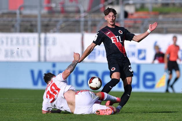 Soccer Friendly Match: FC Viktoria Köln vs. 1. FC Köln on October 3, 2026, at Sportpark Höhenberg in Cologne. Luis Stapelmann (Cologne), in the foreground; Alexander Prokopenko (Cologne), in the background xRx