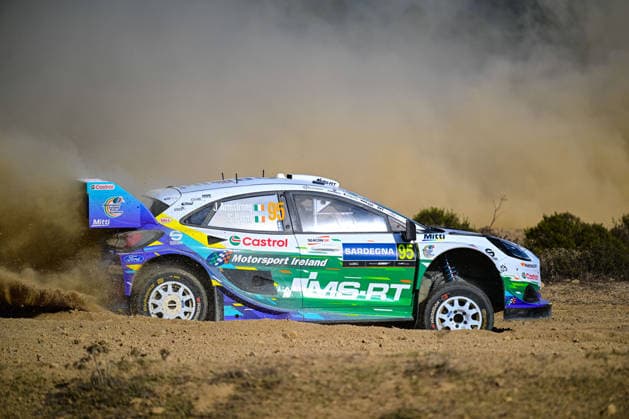 IPA89264617 - Jon Armstrong (IRL) and Shane Byrne (IRL) in a Ford Puma Rally1 in action during the FIA WRC, Motorsport Rallye, WM Rally Italia Sardegna in Alghero, Italy, on October 1–4, 2026.  Copyright: xFedericoxManoni IPAxSportx xx IPA89264617