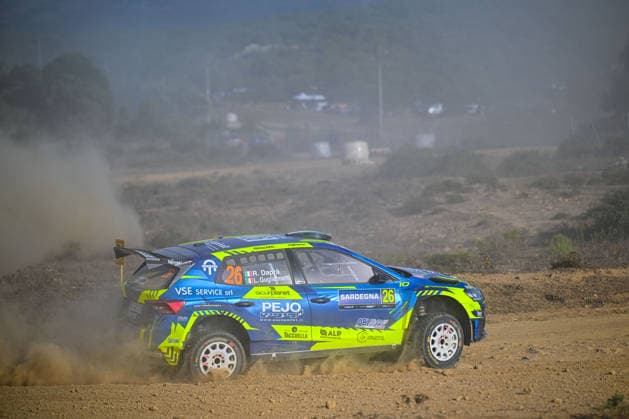 IPA89264620 - Roberto Dapra (ITA) and Luca Guglielmetti (ITA) in a Skoda Fabia RS Rally2 in action during the FIA WRC, Motorsport Rallye, WM RALLY ITALIA SARDEGNA in Alghero, Italy, on October 1–4, 2026.  Copyright: xFedericoxManoni IPAxSportx xx IPA89264620
