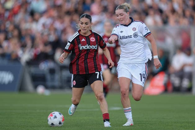 Eintracht Frankfurt vs. FC Bayern Munich, Google Pixel Women s Bundesliga: Ereleta Memeti (Eintracht Frankfurt) 7 vs. Alara Sehitler (FC Bayern Munich), 14th match of the Google Pixel Women’s Bundesliga between Eintracht Frankfurt and FC Bayern Munich on October 3, 2026, at the Stadion am Brentanobad in Frankfurt am Main, Frankfurt am Main, Hesse, Germany; Stadion am Brentanobad