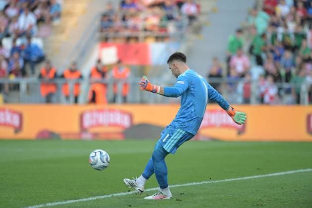 UEFA Nations League League A, Group C, Round 3, 2026–27, soccer match between Croatia and England, Dean Sculac Rujevica Stadium, Rijeka, Croatia, October 3, 2026: Dominik Livakovic of Croatia is seen in action during the UEFA Nations League League A, Group C, Round 3, 2026–27, soccer match between Croatia and England at Dean Sculac Rujevica Stadium in Rijeka, Croatia, October 3, 2026 Copyright: xBEAUTIFULxSPORTS Stanusicx