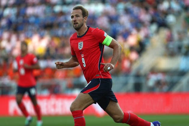 Rijeka, Croatia, 3rd October 2026. UEFA Nations League. Matchday 3, Group A3. Croatia v England at Rujevica, Rijeka. Harry KANE (9) Croatia v England, UEFA Nations League. 