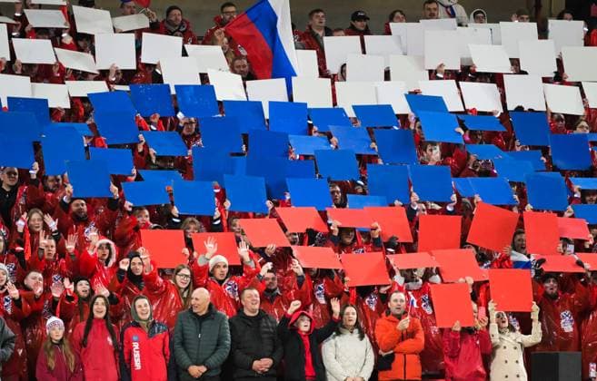 Russia Soccer Friendly Russia - Namibia 9256937 03.10.2026 Russia s fans cheer before the friendly soccer match between Russia and Namibia at Yekaterinburg Arena in Yekaterinburg, Russia. Grigory Sysoev Sputnik Yekaterinburg Sverdlovsk Oblast Region Russia Copyright: xGrigoryxSysoevx