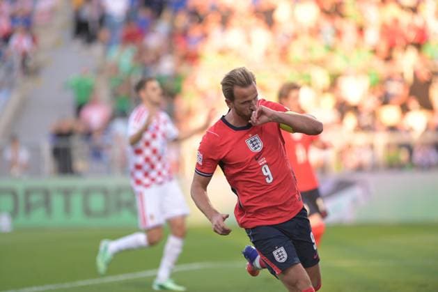 UEFA Nations League League A, Group C, Round 3, 2026–27, soccer match between Croatia and England, Dean Sculac Rujevica Stadium, Rijeka, Croatia, October 3, 2026: Harry Kane of England celebrates his 9th goal during the UEFA Nations League League A, Group C, Round 3, 2026–27, soccer match between Croatia and England at Dean Sculac Rujevica Stadium in Rijeka, Croatia, October 3, 2026 Copyright: xBEAUTIFULxSPORTS Stanusicx