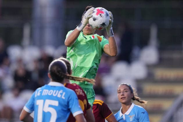 Roma™s goalkeeper Rachele Baldi during the Serie A Women soccer match between Roma and Lazio at the Rome s Tre Fontane stadium, Italy - Saturday October 3, 2026 - Soccer ( Photo by Alfredo Falcone LaPresse )  Copyright: xAlfredoxFalcone LaPressex