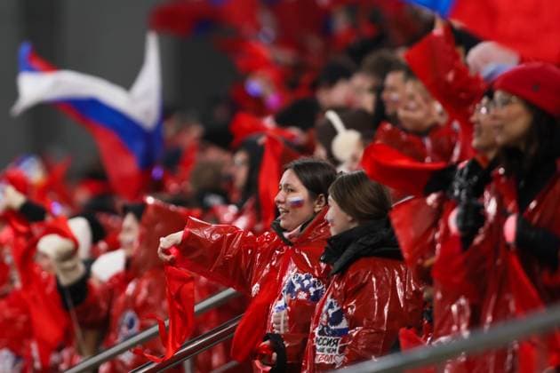Russia Soccer Friendly Russia - Namibia 9256945 03.10.2026 Russia s fans cheer during the friendly soccer match between Russia and Namibia at Yekaterinburg Arena in Yekaterinburg, Russia. Alexei Kolchin Sputnik Yekaterinburg Sverdlovsk Oblast Region Russia Copyright: xAlexeixKolchinx