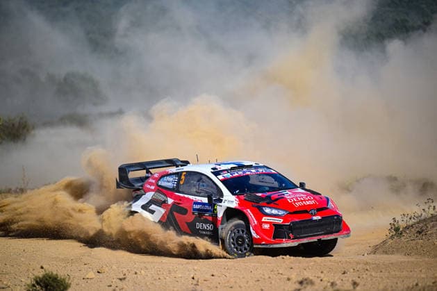 MOTORSPORTS - Rally - WRC, Motorsport Rallye, WM Rally Italia Sardegna Photo by IPA ABACAPRESS.COM89264618 - Sami Pajari (FIN) and Marko Salminen (FIN) in a Toyota GR Yaris Rally1 in action during the FIA WRC Rally Italia Sardegna in Alghero, Italy, on October 1–4, 2026. Italia Italy  Copyright: xIPAxSport ABACAx