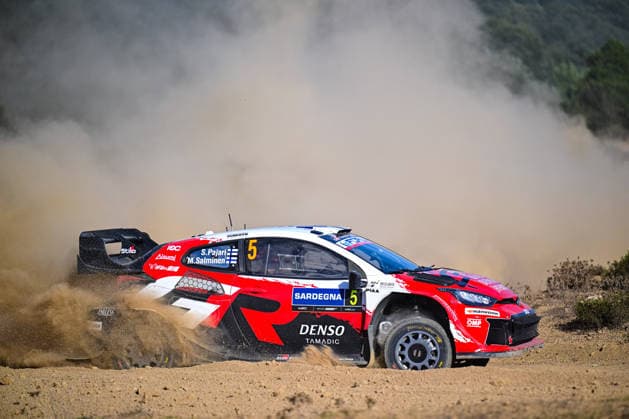 MOTORSPORTS - Rally - WRC, Motorsport Rallye, WM Rally Italia Sardegna Photo by IPA ABACAPRESS.COM89264625 - Sami Pajari (FIN) and Marko Salminen (FIN) in a Toyota GR Yaris Rally1 in action during the FIA WRC Rally Italia Sardegna in Alghero, Italy, on October 1–4, 2026. Italia Italy  Copyright: xIPAxSport ABACAx