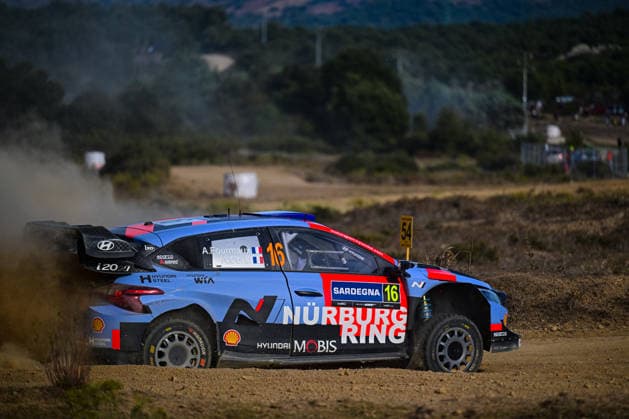 MOTORSPORTS - Rally - WRC, Motorsport Rallye, WM Rally Italia Sardegna Photo by IPA ABACAPRESS.COM89264639 - Adrien Fourmaux (FRA) and Alexandre Coria (FRA) in a Hyundai i20 N Rally1 in action during the FIA WRC RALLY ITALIA SARDEGNA in Alghero, Italy, on October 1–4, 2026. Italia Italy  Copyright: xIPAxSport ABACAx