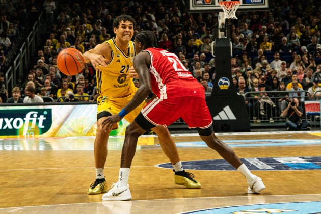Brandon Angel, October 3, 2026, Alba Berlin vs. Bamberg Baskets, Basketball, BBL, Uber Arena, Berlin. DFL regulations prohibit any use of photographs as image sequences and or quasi-video. Copyright: HMBxMedia xFinnxWeidmann