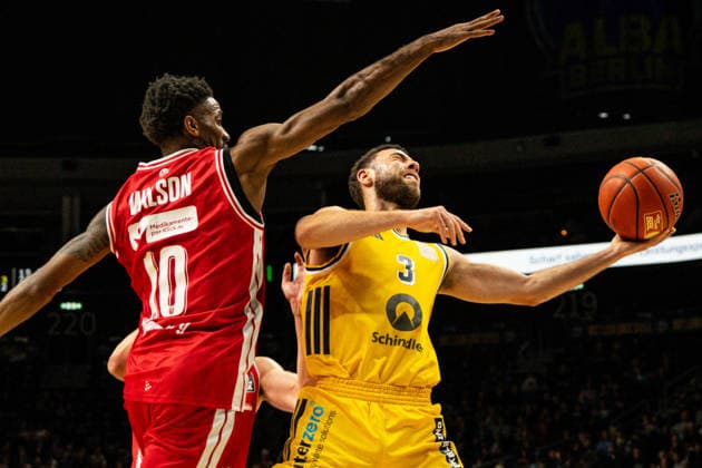 Jordan Ford, October 3, 2026, Alba Berlin vs. Bamberg Baskets, Basketball, BBL, Uber Arena, Berlin. DFL regulations prohibit any use of photographs as image sequences and or quasi-video. Copyright: HMBxMedia xFinnxWeidmann