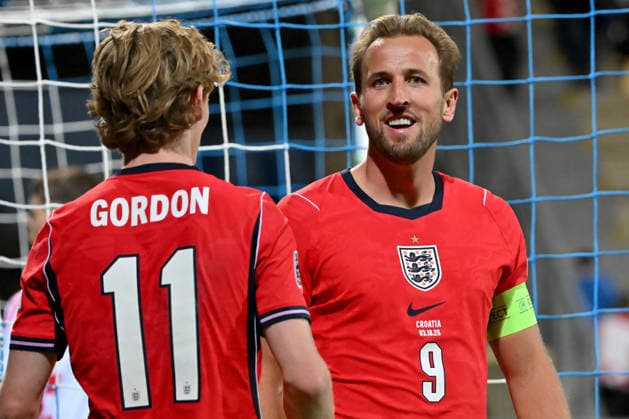 RIJEKA, CROATIA - OCTOBER 03: Harry Kane of England (R) celebrate score with Anthony Gordon of England (L) during the UEFA Nations League, League A Group A3, match between Croatia and England at Stadion Rujevica, Rijeka on October 03, 2026 in Rijeka, Croatia. (Photo by Igor Kupljenik Sports Press Photo). Copyright: xIgorxKupljenikx xSPPx Sportspressphoto_SPR244605
