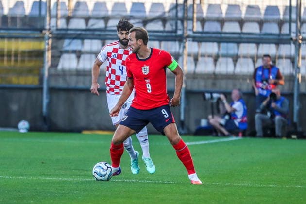 Rijeka 03.10.2026. PIlka nozna UEFA Liga Narodow sezon 2026 2027 kolejka 3 mecz: Chorwacja - Anglia --- Football UEFA Nations League season 2026 2027 round 3 match: Croatia - England nz Harry Kane Fot. Kacper Staniec NEWSPIX.PL --- newspix.pl POLAND OUT!