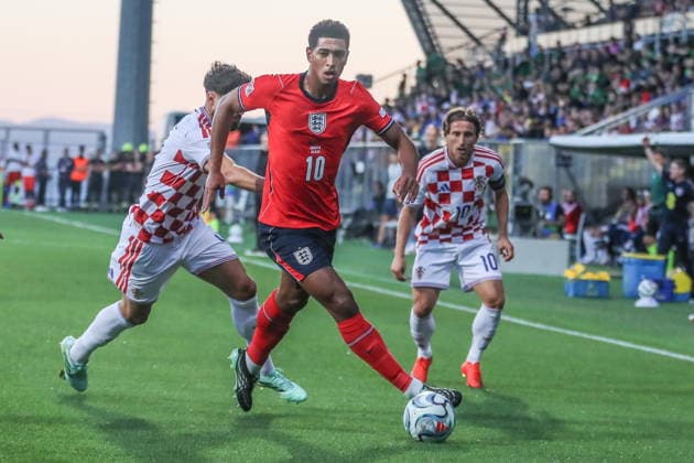 Rijeka 03.10.2026. PIlka nozna UEFA Liga Narodow sezon 2026 2027 kolejka 3 mecz: Chorwacja - Anglia --- Football UEFA Nations League season 2026 2027 round 3 match: Croatia - England nz Jude Bellingham Fot. Kacper Staniec NEWSPIX.PL --- newspix.pl POLAND OUT! 