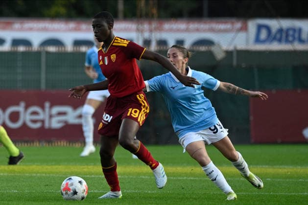 IPA89266244 - Shukurat Damilola Oladipo of A.S. Roma Femminile and Noemi Visentin of S.S. Lazio during the Serie A Women s match between A.S. Roma Femminile and Lazio Women at Tre Fontane Stadium in Rome on October 3, 2026.  Copyright: xMarioxQuartapelle IPAxSportx xx IPA89266244