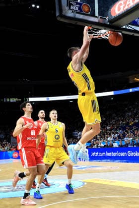 October 3, 2026, Germany, GER, DEU, Basketball, 1st Bundesliga, Day 1, 2026–2027 Season, Berlin, ALBA Berlin vs. Bamberg, JOE WIESKAMP (ALBA Berlin 11), Sam Griesel (ALBA Berlin 5), Yuval Hochstadter (Bamberg 66), nordphoto GmbH, Engler Berlin, Uber Arena, Berlin, Germany Copyright: xNordphotox xEnglerx
