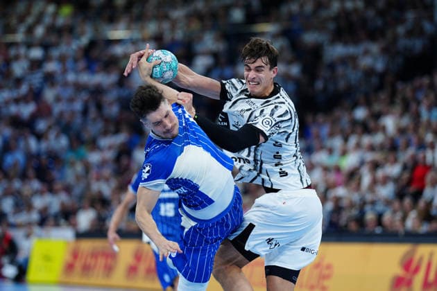 Alex Dujshebaev, VfL Gummersbach, 10; Julian Köster, THW Kiel, 07 GER; THW Kiel vs. VfL Gummersbach, Handball, 1st Bundesliga, Matchday 7, 2026–2027 Season, October 3, 2026 GER, THW Kiel vs. VfL Gummersbach, Handball, 1st Bundesliga, Matchday 7, 2026–2027 Season, October 3, 2026 Kiel Copyright: xEibner-Pressefoto MarcelxvonxFehrnx EP_MFN
