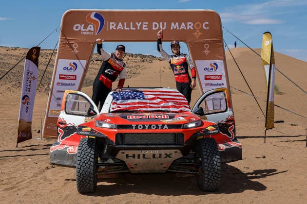 W2RC - RALLYE DU MAROC 2026 203 QUINTERO Seth (usa), SHORT Andrew (usa), Toyota Hilux GR, Toyota Gazoo Racing W2RC, FIA W2RC, ULT T1+, action Finisher podium, portrait during the Stage 5 of the Rallye du Maroc 2026, 4th round of the 2026 WR2C Championship from October 3, 2026 around Zagora, Morocco - AgadirMorocco  Copyright: xPauloxMariax