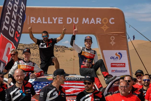 W2RC - RALLYE DU MAROC 2026 203 QUINTERO Seth (usa), SHORT Andrew (usa), Toyota Hilux GR, Toyota Gazoo Racing W2RC, FIA W2RC, ULT T1+, action Finisher podium, portrait during the Stage 5 of the Rallye du Maroc 2026, 4th round of the 2026 WR2C Championship from October 3, 2026 around Zagora, Morocco - AgadirMorocco  Copyright: xPauloxMariax