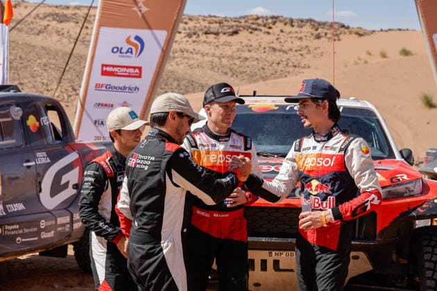 W2RC - RALLYE DU MAROC 2026 PALMEIRO Filipe (por), Toyota Hilux IMT Evo, Toyota Gazoo Racing SA, FIA W2RC, ULT T1+, action, portrait, QUINTERO Seth (usa), Toyota Hilux GR, Toyota Gazoo Racing W2RC, FIA W2RC, ULT T1+, action, portrait Finisher podium, portrait during the Stage 5 of the Rallye du Maroc 2026, 4th round of the 2026 WR2C Championship from October 3, 2026 around Zagora, Morocco - AgadirMorocco  Copyright: xPauloxMariax