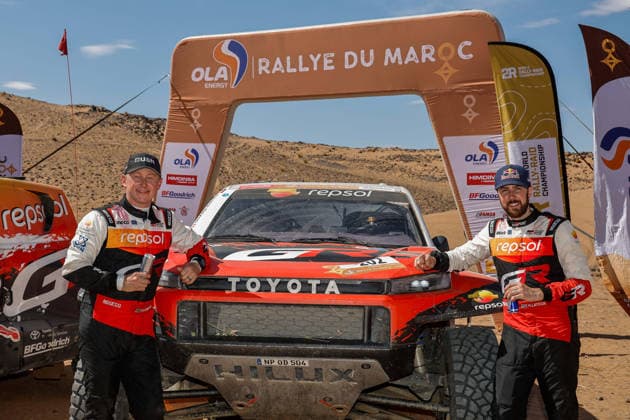 W2RC - RALLYE DU MAROC 2026 202 LATEGAN Henk (rsa), CUMMINGS Brett (rsa), Toyota Hilux GR, Toyota Gazoo Racing W2RC, FIA W2RC,ULT T1+, action Finisher podium, portrait during the Stage 5 of the Rallye du Maroc 2026, 4th round of the 2026 WR2C Championship from October 3, 2026 around Zagora, Morocco - AgadirMorocco  Copyright: xPauloxMariax