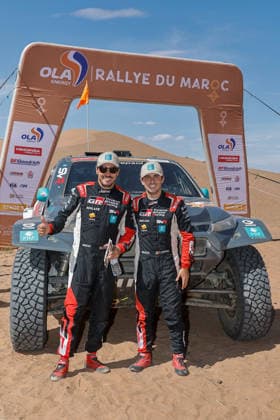 W2RC - RALLYE DU MAROC 2026 240 FERREIRA Joao (por), PALMEIRO Filipe (por), Toyota Hilux IMT Evo, Toyota Gazoo Racing SA, FIA W2RC, ULT T1+, action Finisher podium, portrait during the Stage 5 of the Rallye du Maroc 2026, 4th round of the 2026 WR2C Championship from October 3, 2026 around Zagora, Morocco - AgadirMorocco  Copyright: xPauloxMariax