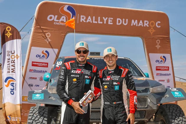 W2RC - RALLYE DU MAROC 2026 240 FERREIRA Joao (por), PALMEIRO Filipe (por), Toyota Hilux IMT Evo, Toyota Gazoo Racing SA, FIA W2RC, ULT T1+, action Finisher podium, portrait during the Stage 5 of the Rallye du Maroc 2026, 4th round of the 2026 WR2C Championship from October 3, 2026 around Zagora, Morocco - AgadirMorocco  Copyright: xPauloxMariax