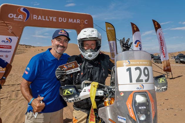 W2RC - RALLYE DU MAROC 2026 129 ARNOULT Patrick (fra), Patrick Arnoult, KTM 450 Rally Factory Replica, FIM W2RC, Rally 2 V, action Finisher podium, portrait during the Stage 5 of the Rallye du Maroc 2026, 4th round of the 2026 WR2C Championship from October 3, 2026 around Zagora, Morocco - AgadirMorocco  Copyright: xPauloxMariax