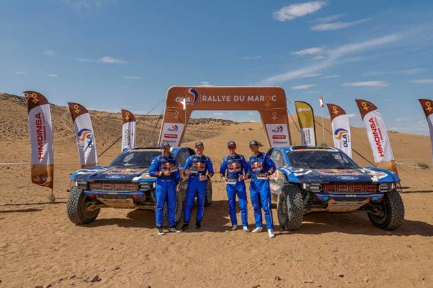 W2RC - RALLYE DU MAROC 2026 228 GUTHRIE Mitch (usa), WALCH Kellon (usa), Ford Raptor, Ford Racing, FIA W2RC, ULT T1+, action, 226 EKSTRÖM Mattias (swe), BERGKVIST Emil (swe), Ford Raptor, Ford Racing, FIA W2RC, ULT T1+, action Finisher podium, portrait during the Stage 5 of the Rallye du Maroc 2026, 4th round of the 2026 WR2C Championship from October 3, 2026 around Zagora, Morocco - AgadirMorocco  Copyright: xPauloxMariax