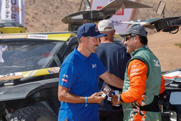 W2RC - RALLYE DU MAROC 2026 ALPHAND Luc, Rallye du Maroc, portrait, AL ATTIYAH Nasser (qat), Dacia Sandrider, The Dacia Sandriders, FIA W2RC, ULT T1+, action, portrait Finisher podium, portrait during the Stage 5 of the Rallye du Maroc 2026, 4th round of the 2026 WR2C Championship from October 3, 2026 around Zagora, Morocco - AgadirMorocco  Copyright: xPauloxMariax