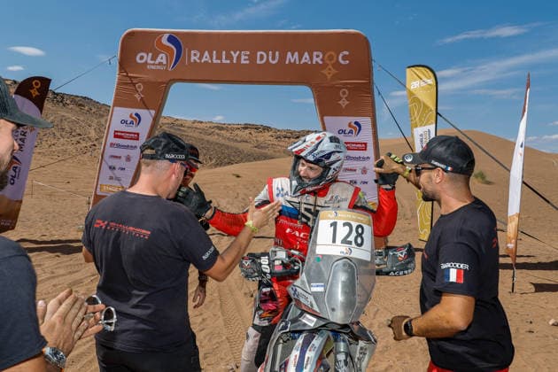 W2RC - RALLYE DU MAROC 2026 128 TENDRON Mickael (fra), Challenger Racing Team, Husqvarna 450 Rally Factory Replica, FIM W2RC, Rally 2, action Finisher podium, portrait during the Stage 5 of the Rallye du Maroc 2026, 4th round of the 2026 WR2C Championship from October 3, 2026 around Zagora, Morocco - AgadirMorocco  Copyright: xPauloxMariax