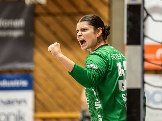 Kerstin Sander of SG Nürtingen Zizishausen, 53, cheers loudly after a save, SG Nürtingen Zizishausen vs. Frisch Auf Göppingen, handball, DHB Cup, 2026–2027 season, October 3, 2026, SG Nürtingen Zizishausen vs. Frisch Auf Göppingen, Handball, DHB Cup, 2026–2027 season, October 3, 2026, Nürtingen Copyright: xMichaelxSchmidt Eibner-Pressefotx EP_MST