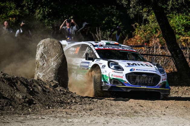 IPA89267022 - , 55 Driver Joshua McErlean and co-driver Eoin Treacy of the M Ford World Rally Team, driving the Ford Puma Rally1, are in 3rd place on the third day of the race during the FIA World Rally Championship WRC, Motorsport Rallye, WM Rally Italia Sardegna 2026 on October 3,Alghero, Sardinia, Italy Copyright: xLucaxBarsali IPAxSportx xx IPA89267022
