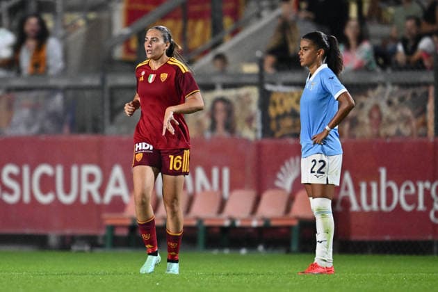 SOCCER - Women s Serie A - AS Roma vs. SS Lazio Women Photo by IPA ABACAPRESS.COM89266836 - Alice Corelli of A.S. Roma Women celebrates after scoring the goal that made the score 2-0 during the Serie A Women Athora match on Matchday 2 between A.S. Roma Women and S.S. Lazio Women at Tre Fontane Stadium on October 3, 2026, in Rome, Italy. Rome Italy Copyright: xIPAxSport ABACAx