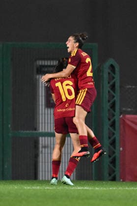 SOCCER - Women s Serie A - AS Roma vs. SS Lazio Women Photo by IPA ABACAPRESS.COM89266837 - Alice Corelli of A.S. Roma Femminile celebrates after scoring the goal that made the score 2-0 during the Serie A Women Athora match on Matchday 2 between A.S. Roma and S.S. Lazio Women at the Tre Fontane Stadium on October 3, 2026, in Rome, Italy. Rome Italy Copyright: xIPAxSport ABACAx