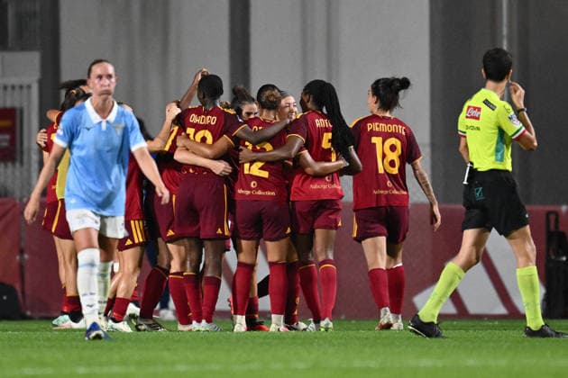SOCCER - Women s Serie A - AS Roma vs. SS Lazio Women Photo by IPA ABACAPRESS.COM89266844 - Alice Corelli of A.S. Roma Women celebrates after scoring the goal that made the score 2-0 during the Serie A Women Athora match on Matchday 2 between A.S. Roma Women and S.S. Lazio Women at Tre Fontane Stadium on October 3, 2026, in Rome, Italy. Rome Italy Copyright: xIPAxSport ABACAx