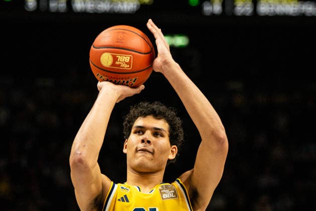 Brandon Angel, October 3, 2026, Alba Berlin vs. Bamberg Baskets, Basketball, BBL, Uber Arena, Berlin. DFL regulations prohibit any use of photographs as image sequences and or quasi-video. Copyright: HMBxMedia xFinnxWeidmann