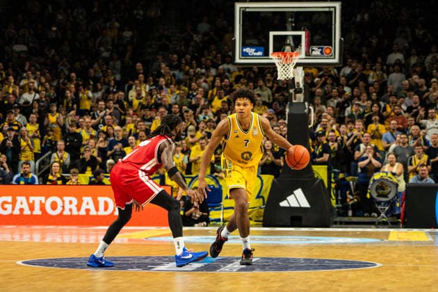 Jack Kayil, October 3, 2026, Alba Berlin vs. Bamberg Baskets, Basketball, BBL, Uber Arena, Berlin. DFL regulations prohibit any use of photographs as image sequences and or quasi-video. Copyright: HMBxMedia xFinnxWeidmann