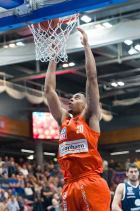 Jaylen Sims Ulm, 30, Syntainics MBC vs. Ratiopharm Ulm, BBL, Men s Basketball 1st Bundesliga, Matchday 4 of the 2026–27 season, March 10, 2026, Weißenfels Stadthalle, Saxony-Anhalt, Germany